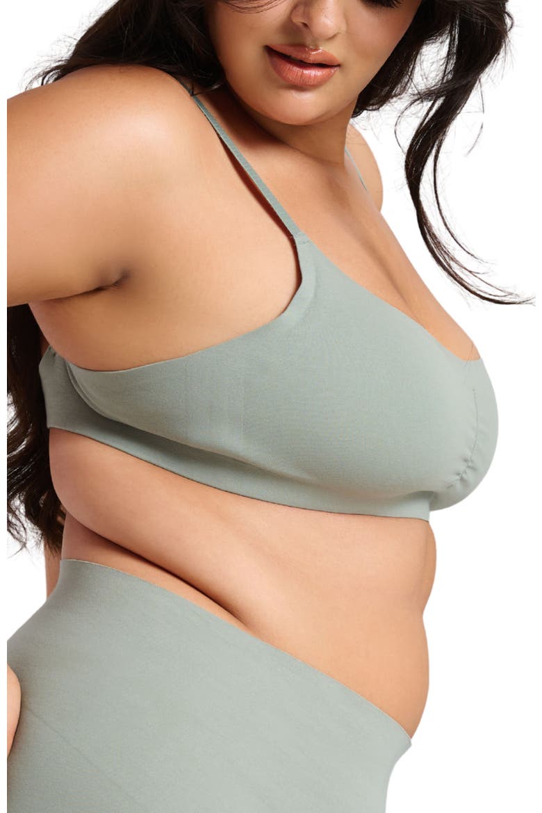 Organic Cotton No-Show V-Scoop Bra, Alternate, color, Sage