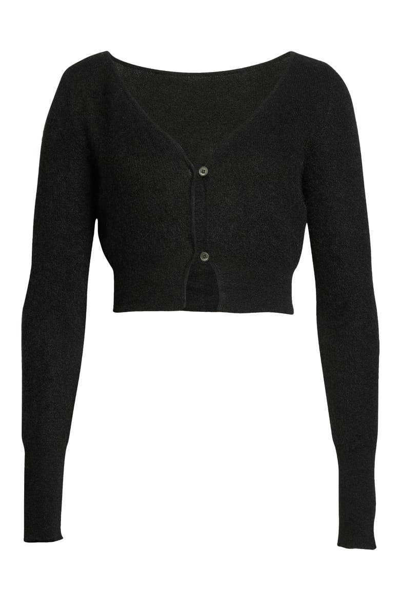 Alzou Mohair Blend Crop Cardigan, Alternate, color, BLACK