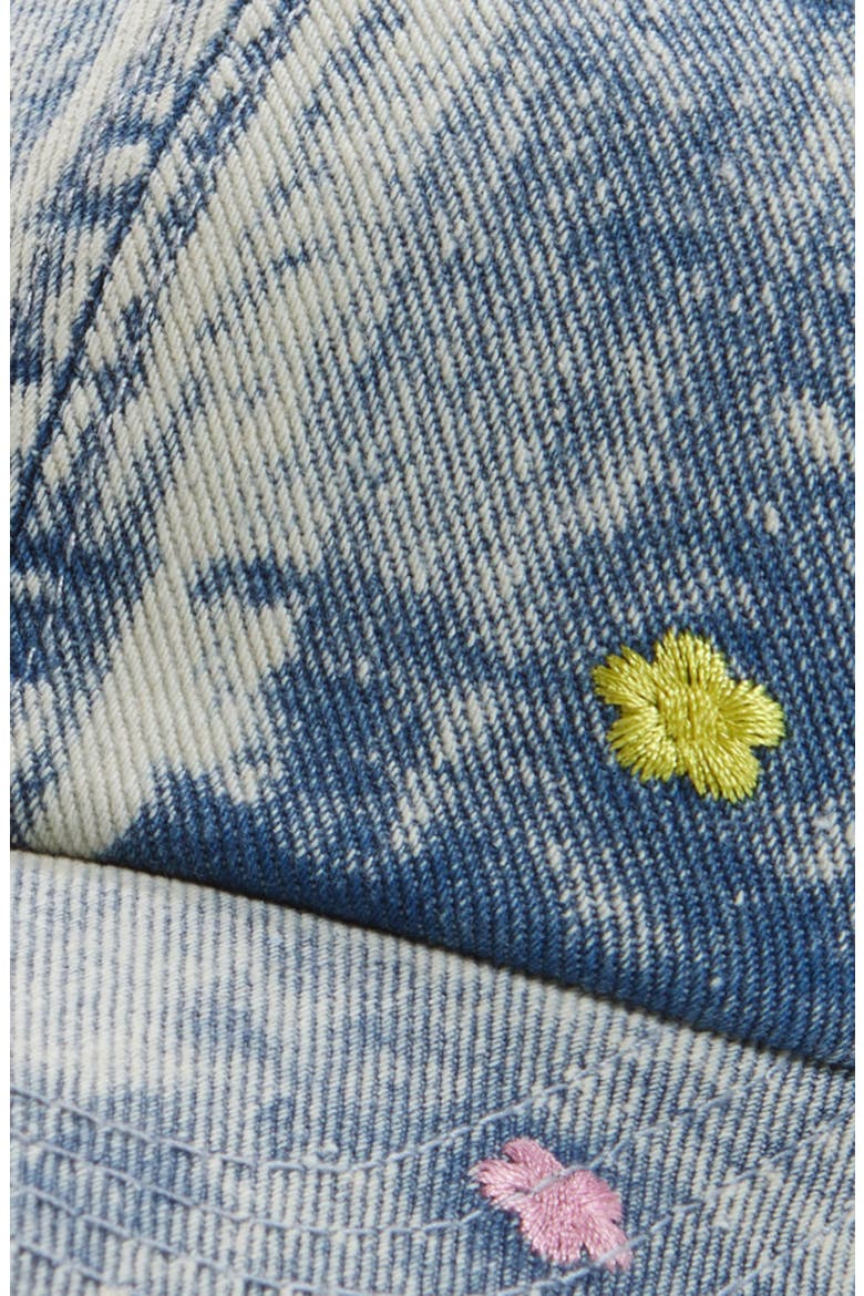 Kids' Floral Embellished Denim Baseball Cap, Alternate, color, WASHED INDIGO