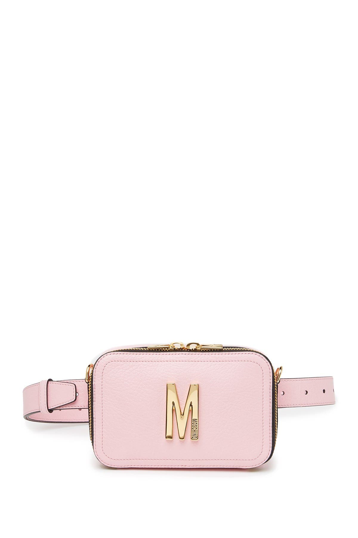 Moschino Convertible Leather Belt Bag, Alternate, color, 