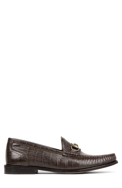 Donald Pliner Croc Embossed Bit Loafer In Dark Brown/dark Brown