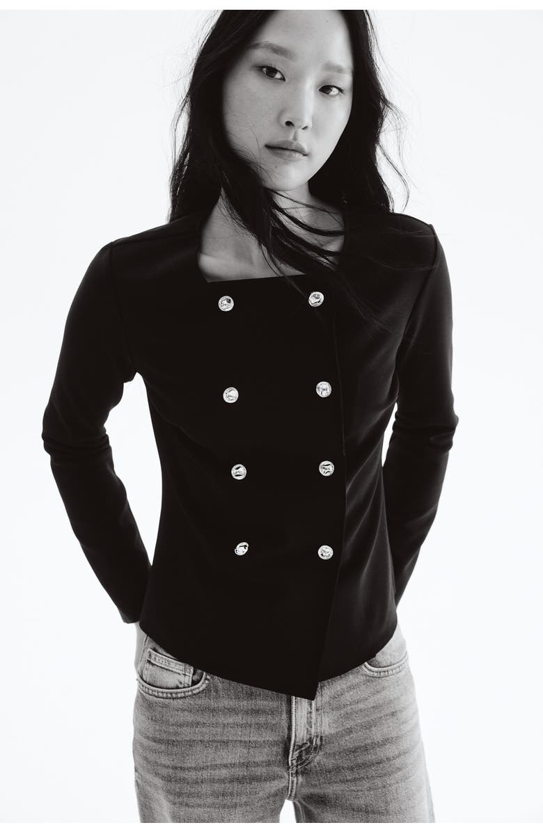 H&M Double-breasted Cardigan, Alternate, color, Navy Blue