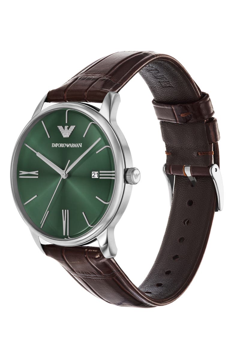 Emporio Armani Minimalist Leather Strap Watch, 39mm, Alternate, color, 