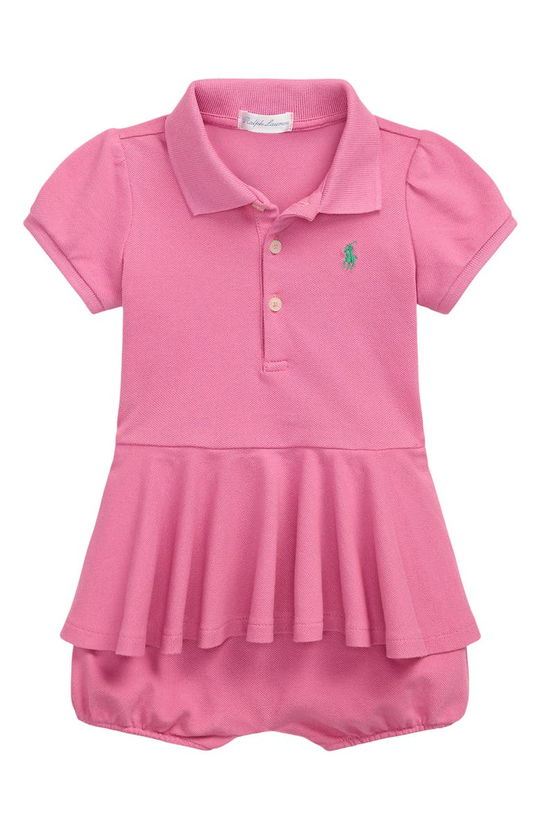 Ralph Lauren Cotton Piqué Skirted Bodysuit, Main, color,