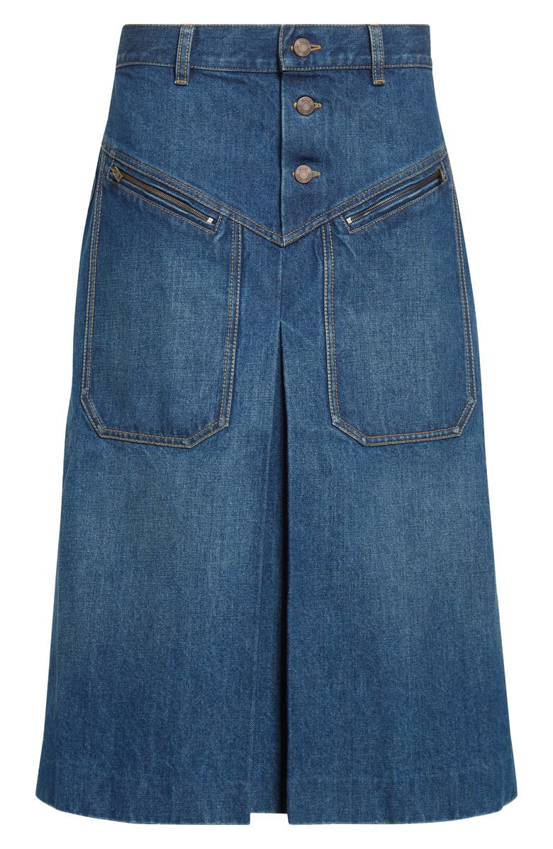 Chloé Broken Blue Denim Skirt, Alternate, color, Hazy Blue