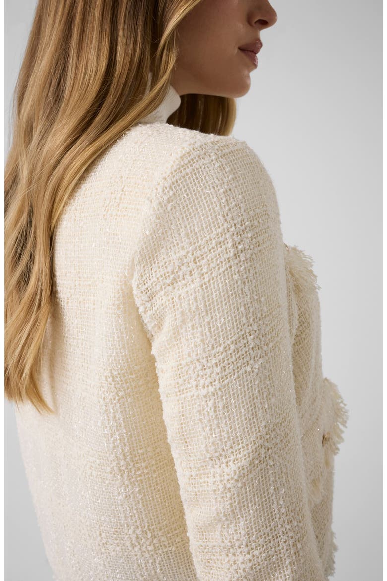 Jenny Fringed Tweed Jacket, Alternate, color, DOVE WHITE