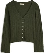 Madewell Basket Weave Knit Bell-Sleeve Button-Up Shirt