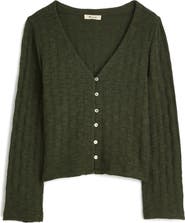 Madewell Basket Weave Knit Bell-Sleeve Button-Up Shirt