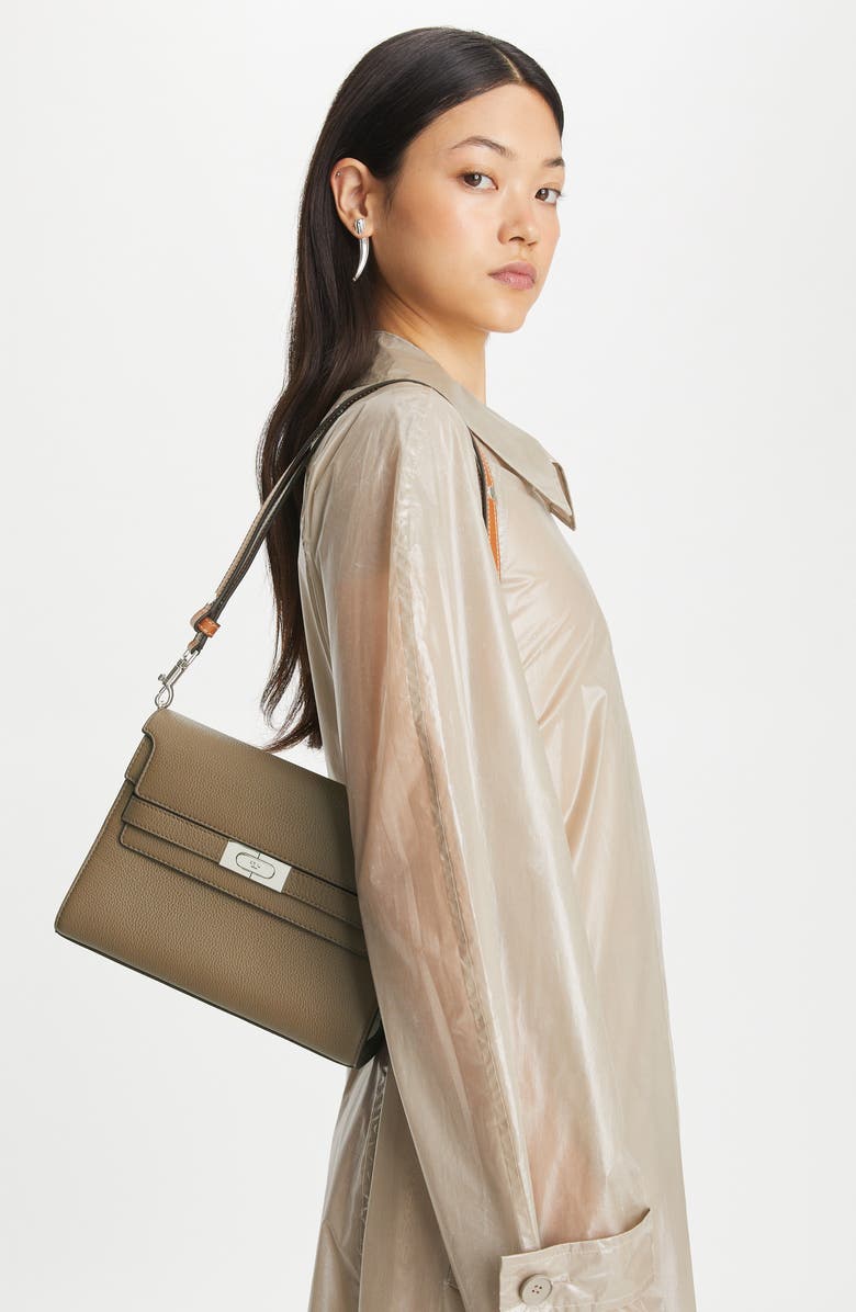 Tory Burch Lee Radziwill Colorblock Pebble Leather Shoulder Bag, Alternate, color,