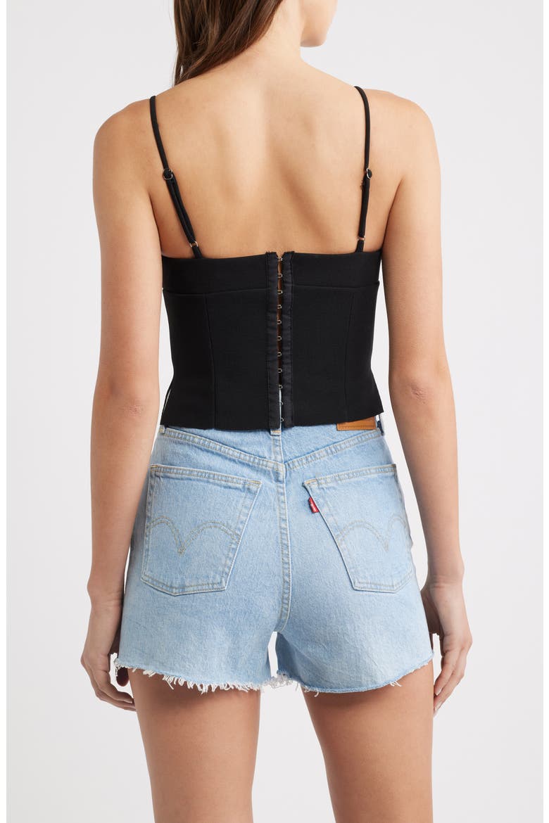 Sculpture Deep V-Neck Corset Crop Camisole, Alternate, color, BLACK