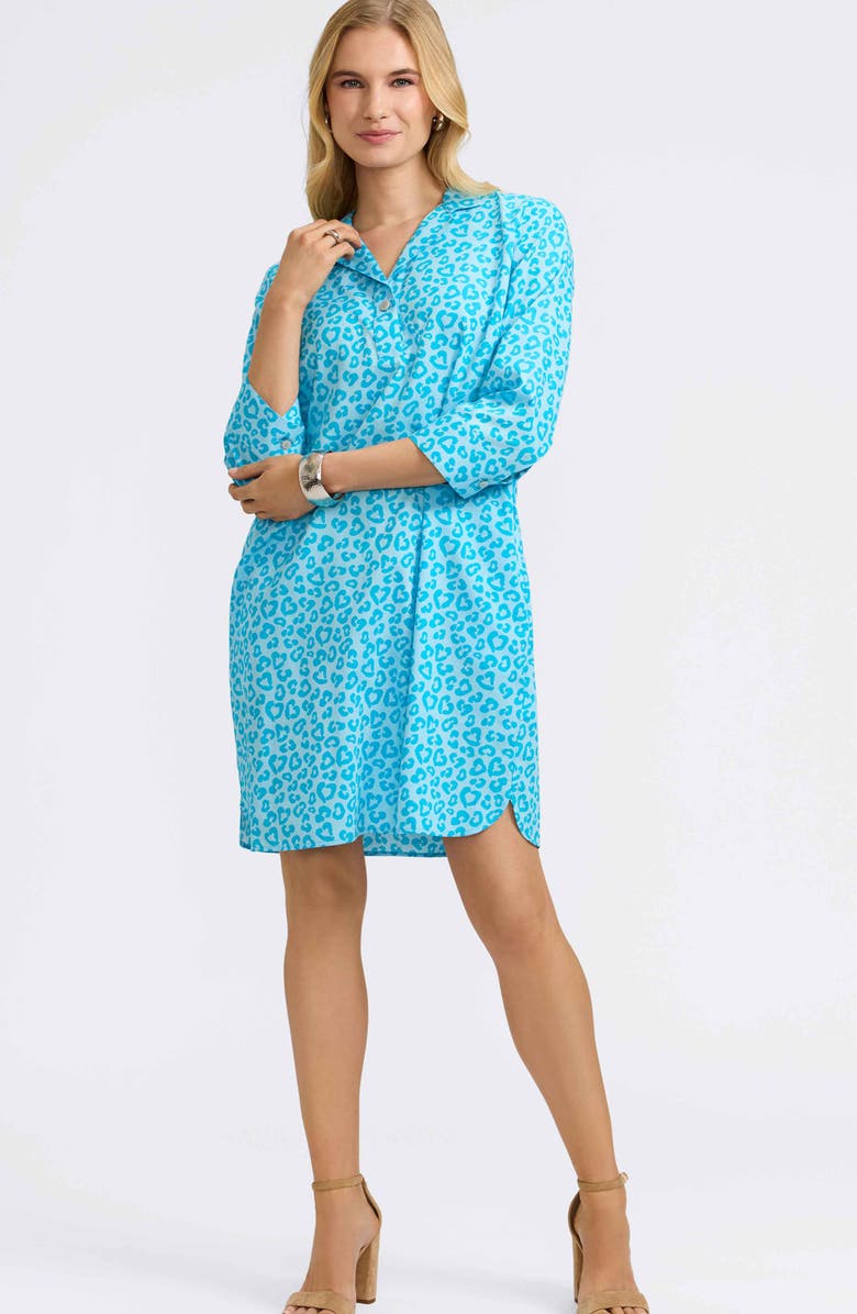 Foxcroft Sloane Leopard Spot Shirtdress, Alternate, color, Ibiza Turq Multi