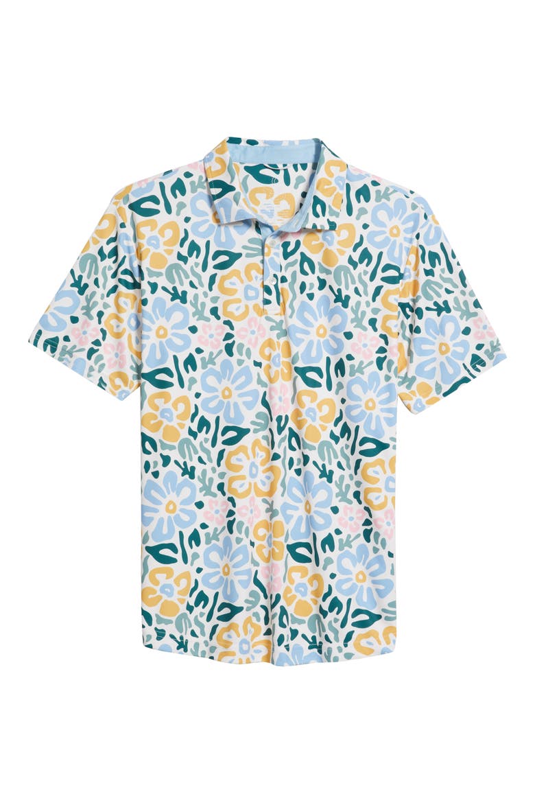 Larue Floral Print Golf Polo, Alternate, color, SKY