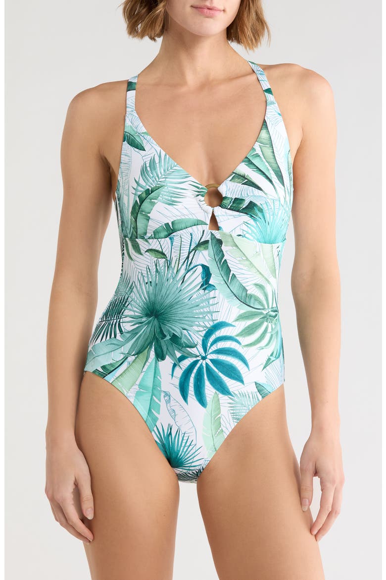 Paris One-Piece Swimsuit, Main, color, WHITE/ TEAL