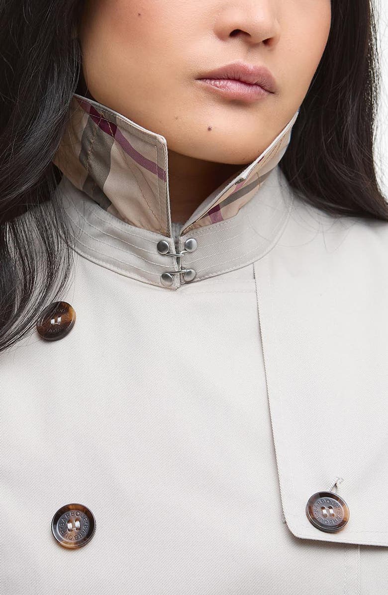 Barbour Greta Belted Water Resistant Twill Trench Coat, Alternate, color, Mist/Hessian Tartan