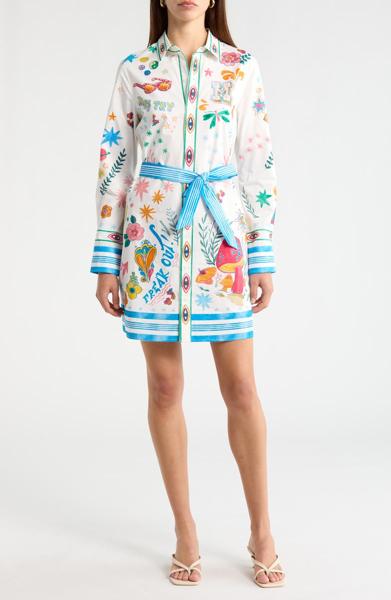 MOTHER The Frenchie Long Sleeve Shirtdress, Main, color, Freak Out