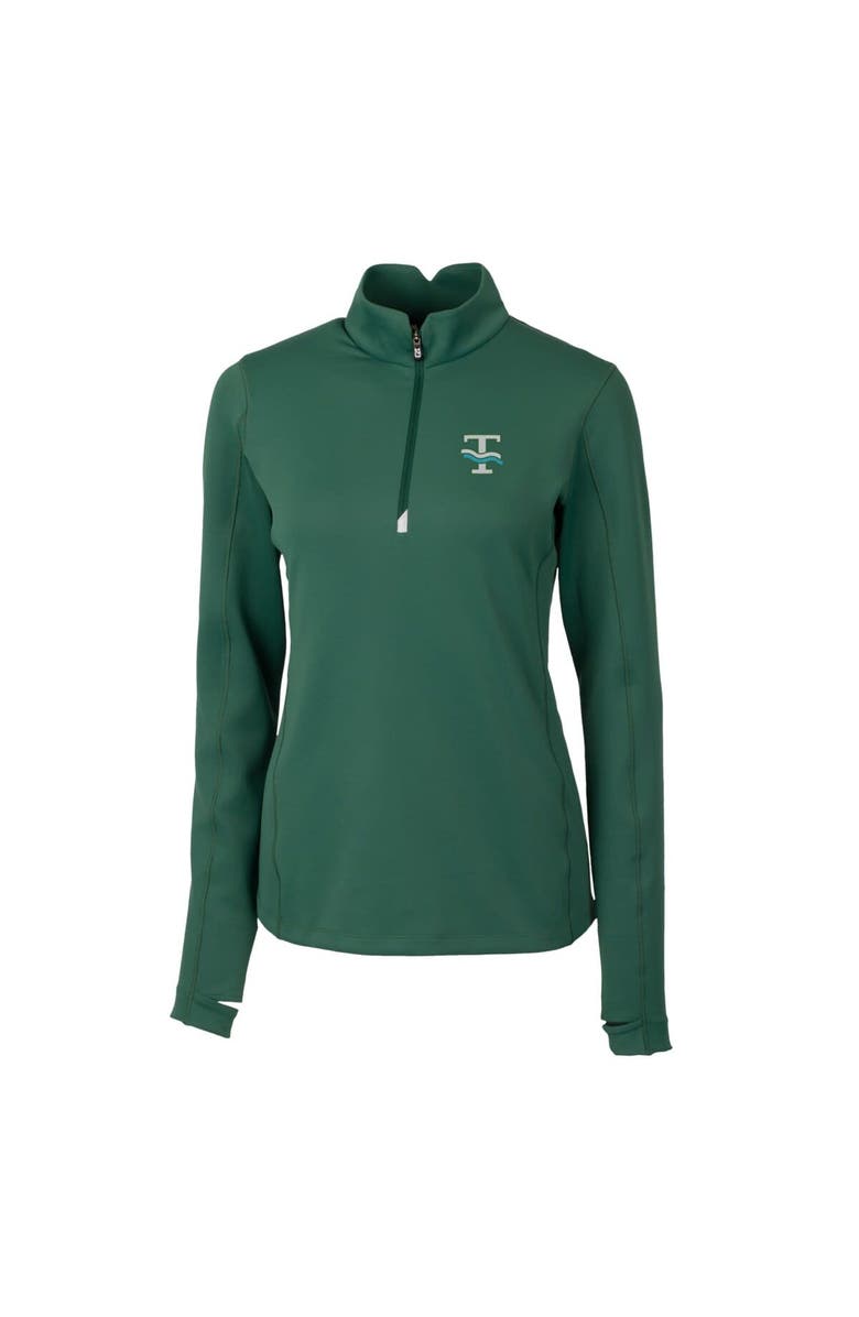 Cutter & Buck Women's Cutter & Buck Green Tulane Green Wave Traverse Stretch Quarter-Zip Pullover Top, Alternate, color, Green