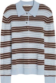 ZANKOV Ryan Pointelle Stripe Merino Wool Polo