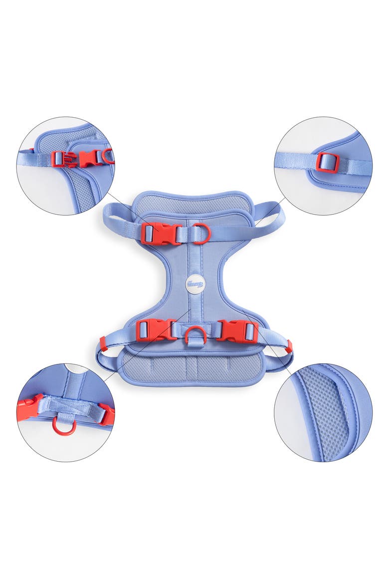 Arlo Adjustable Soft Padded No Pull Pet Harness with 3 Buckles and 3 Leash Clips, Alternate, color, Periwinkle