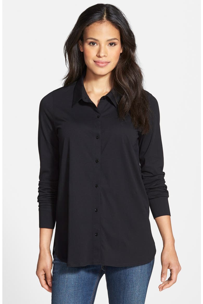 Organic Cotton Long Classic Collar Shirt, Main, color, BLACK