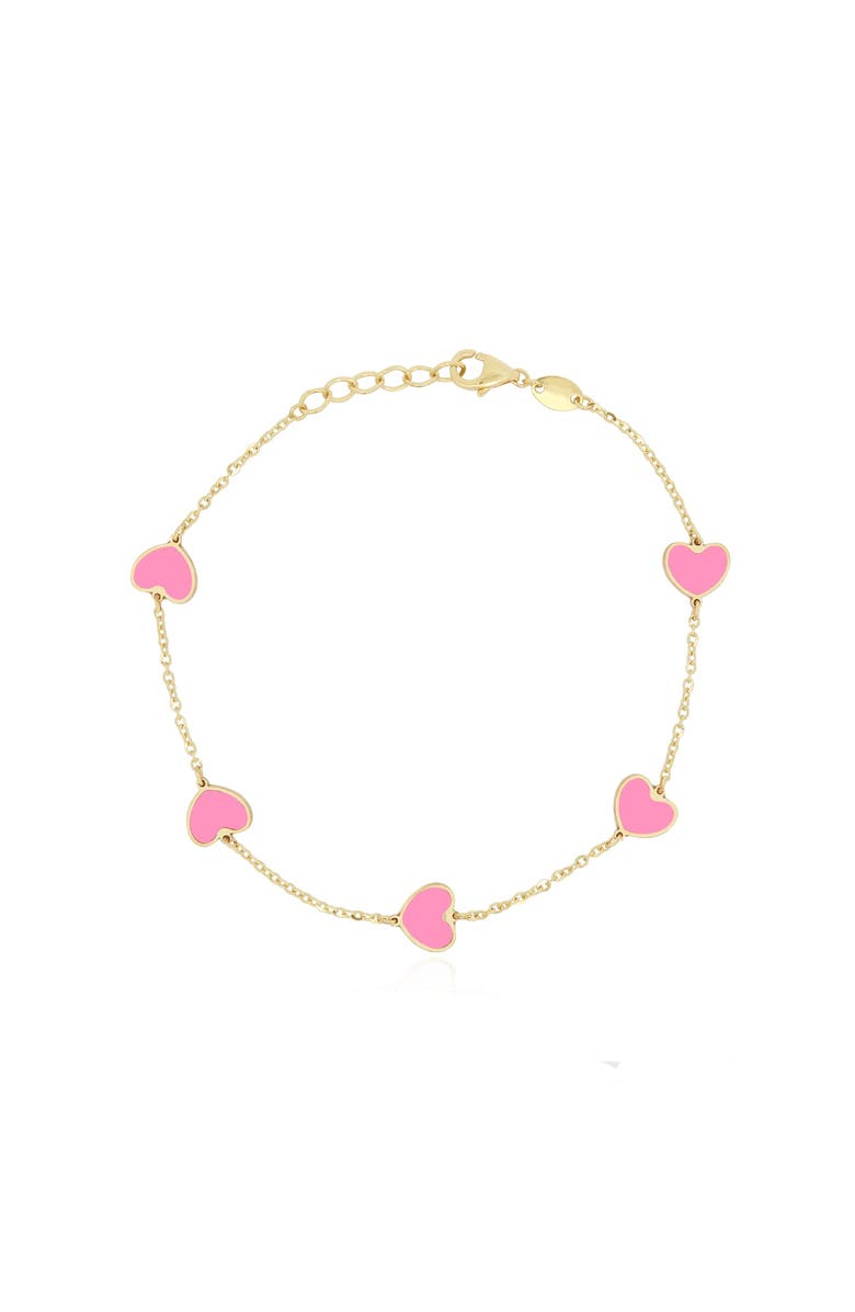 The Lovery Fine Jewelry Bubblegum Pink Heart Station Bracelet, Main, color, Bubblegum Pink