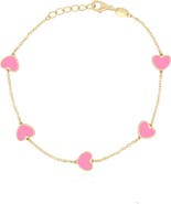 The Lovery Fine Jewelry Bubblegum Pink Heart Station Bracelet