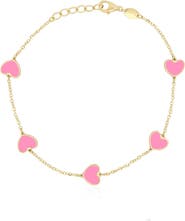 The Lovery Fine Jewelry Bubblegum Pink Heart Station Bracelet