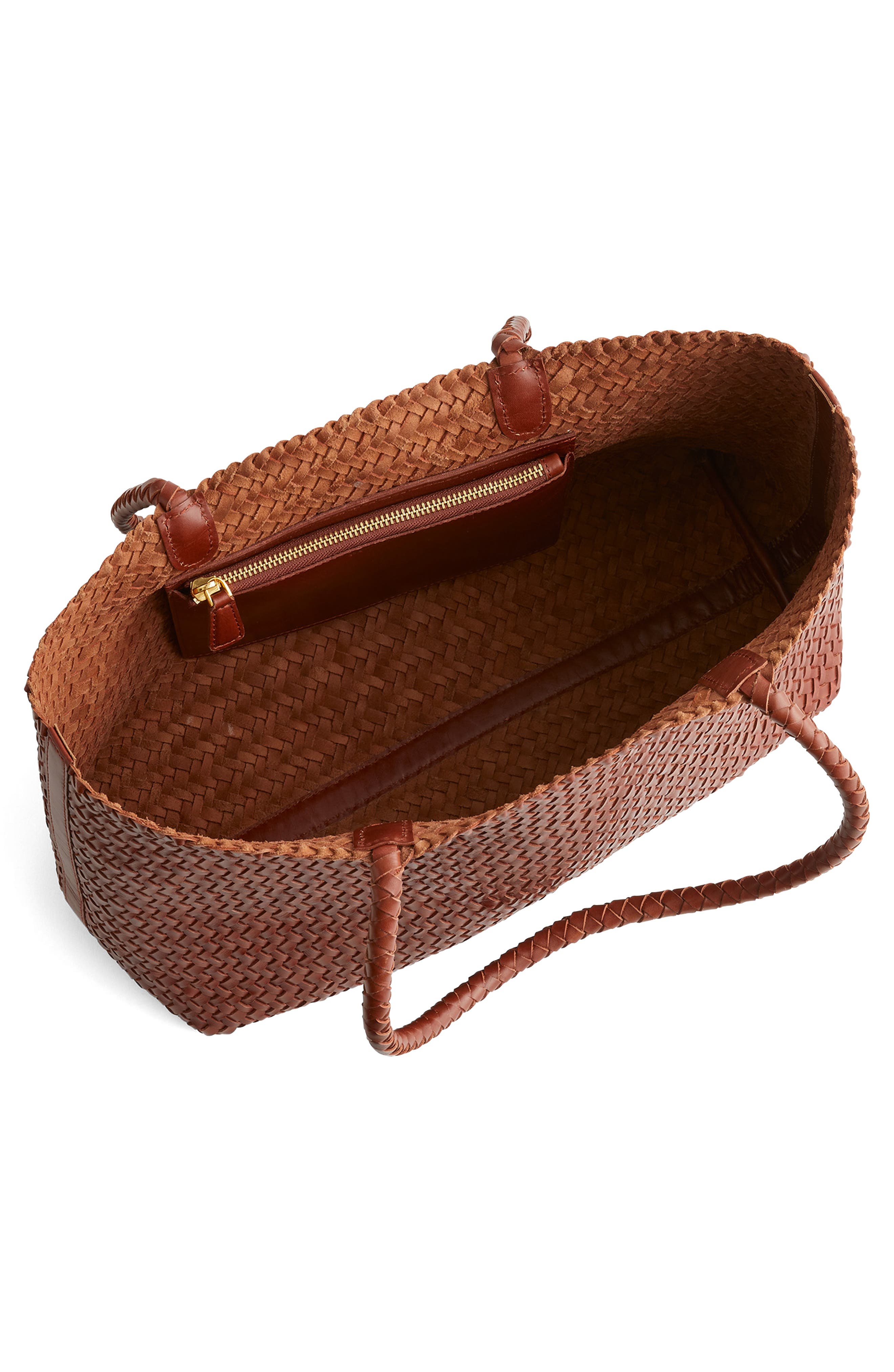 Madewell Handwoven Leather Tote, Alternate, color, Dusty Redwood