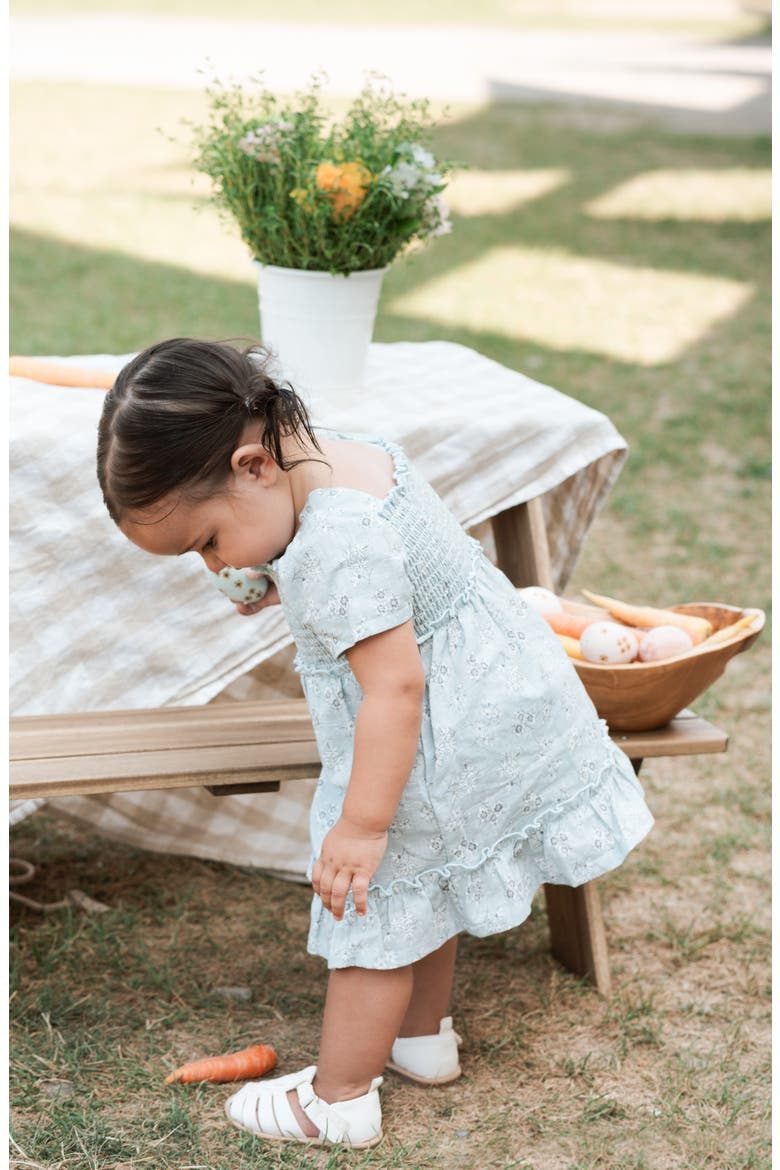Floral Smocked Bodice Cotton Sundress with Bloomers, Alternate, color, LIGHT BLUE