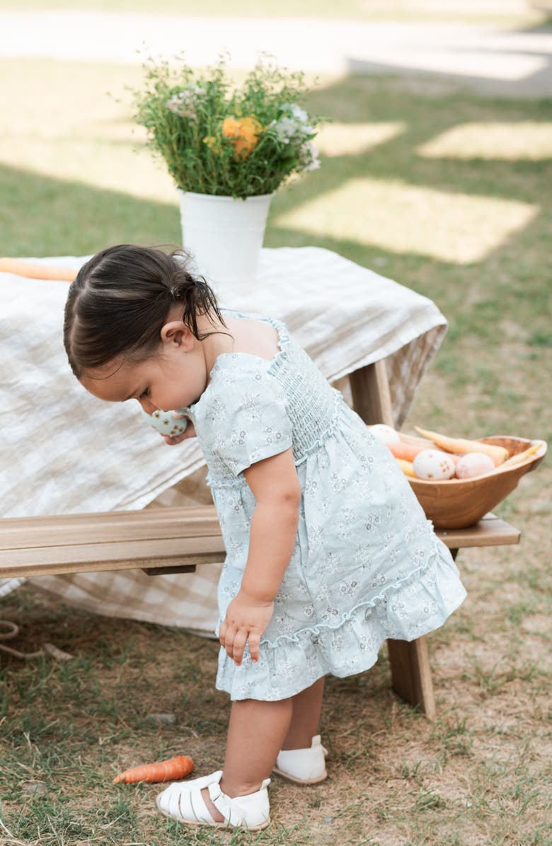 Petit Lem Floral Smocked Bodice Cotton Sundress with Bloomers, Alternate, color, Light Blue
