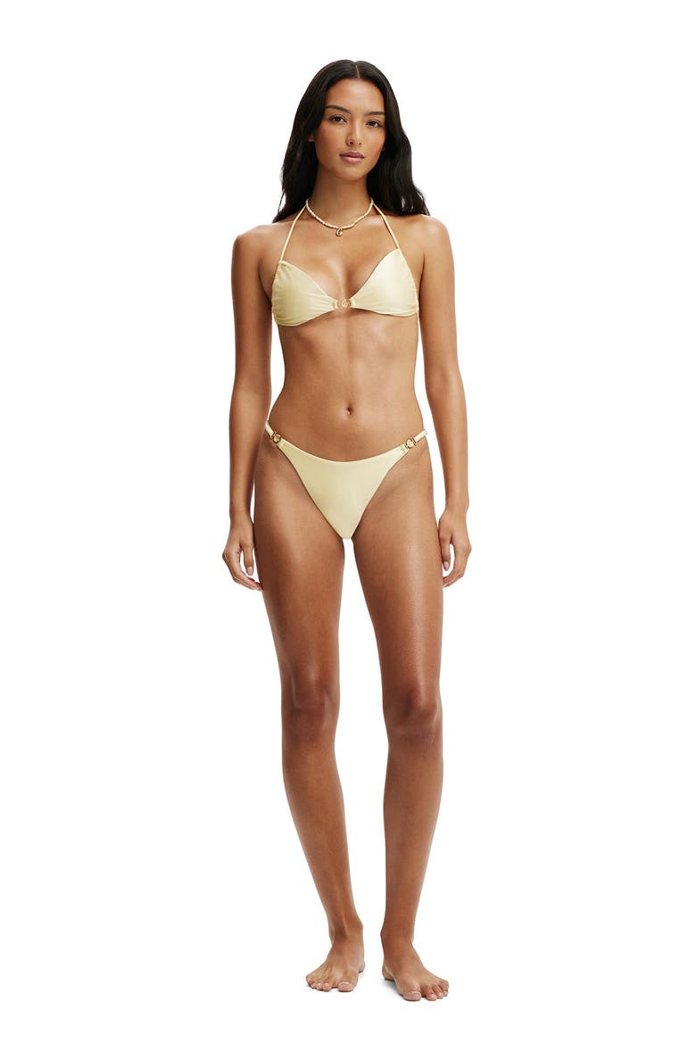 Women's Side Gather Bralette Bikini Top, Alternate, color, Mellow Yellow Gloss
