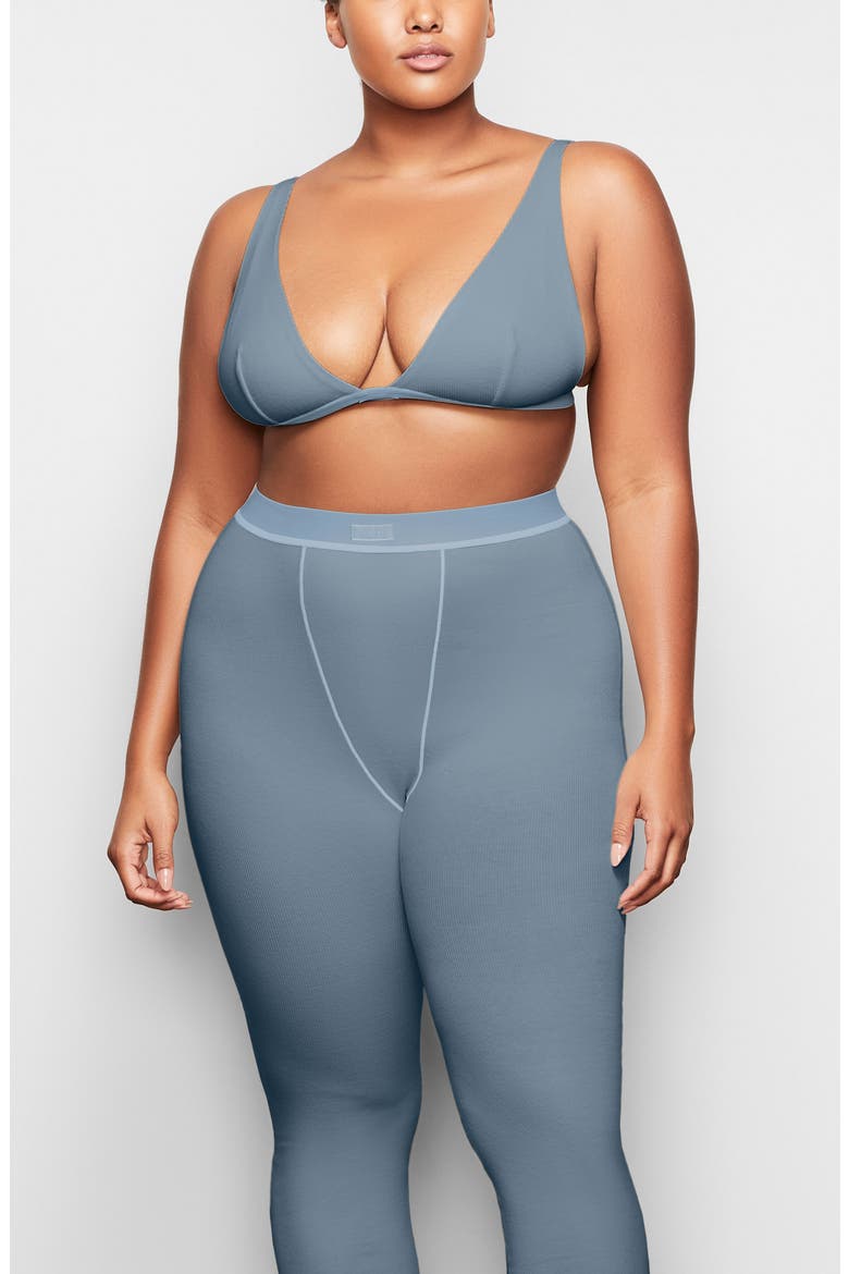 Stretch Cotton Rib Leggings, Alternate, color, KYANITE