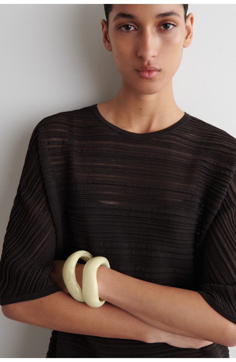 COS Pleated Knit Mini Dress, Alternate, color, Dark Brown