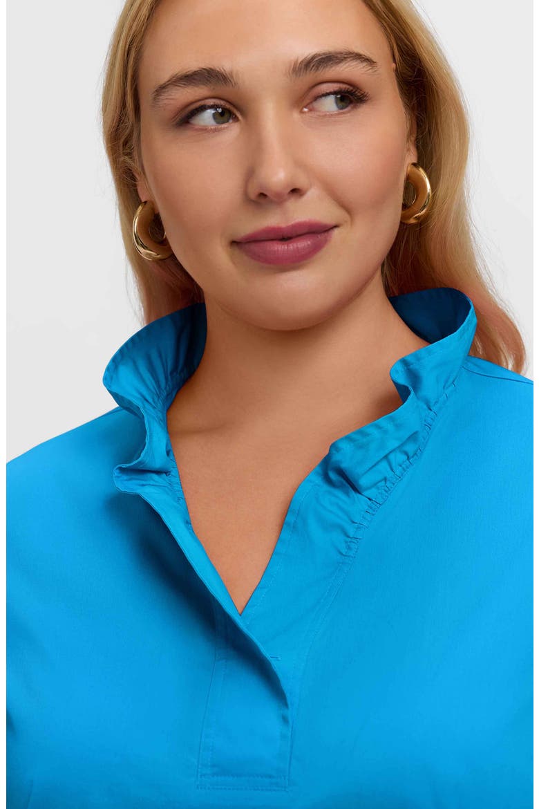 Tammy Ruffle Collar Cotton Blend Top, Alternate, color, MALIBU