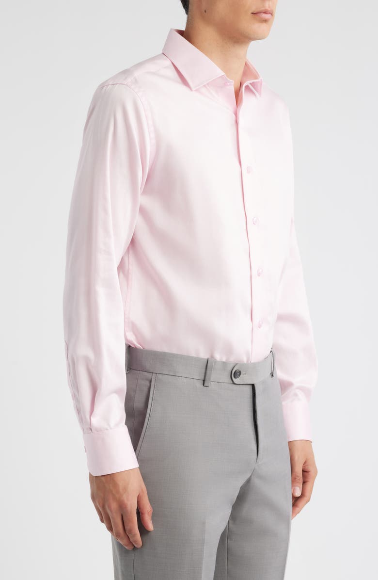Lorenzo Uomo Trim Fit Pink Cotton Herringbone Dress Shirt, Alternate, color, Pink
