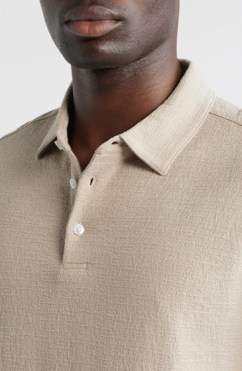 Robert Barakett Newman Textured Cotton Blend Polo, Alternate, color, Tan