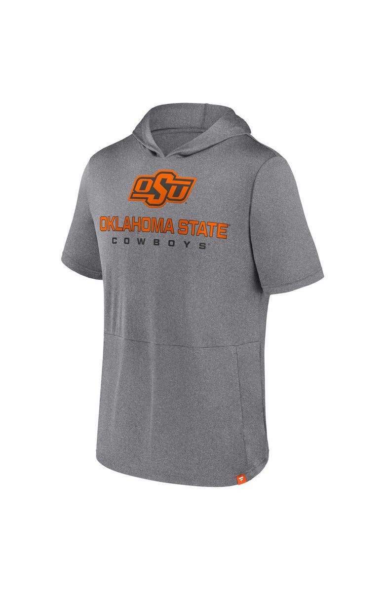 FANATICS Men's Fanatics Branded Heather Gray Oklahoma State Cowboys Modern Stack Hoodie T-Shirt, Alternate, color, Heather Gray
