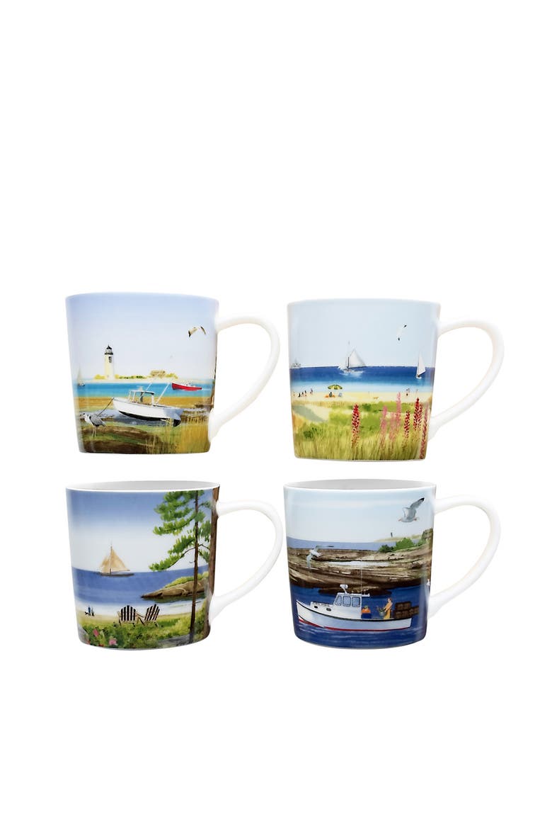 X Felix Doolittle "By the Sea" Mugs, Mixed Set of 4 - Porcelain, Main, color, MULTI