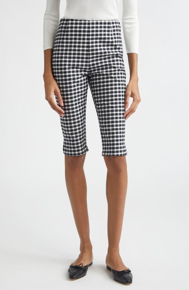 POSSE Chiara Gingham Stretch Cotton Capri Pants, Main, color, Black/ White