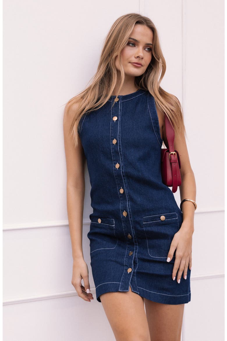 Lisa Denim Minidress, Alternate, color, MEDIUM DENIM