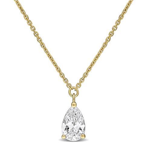 Lab Grown Diamond Pear Solitaire Necklace 14K