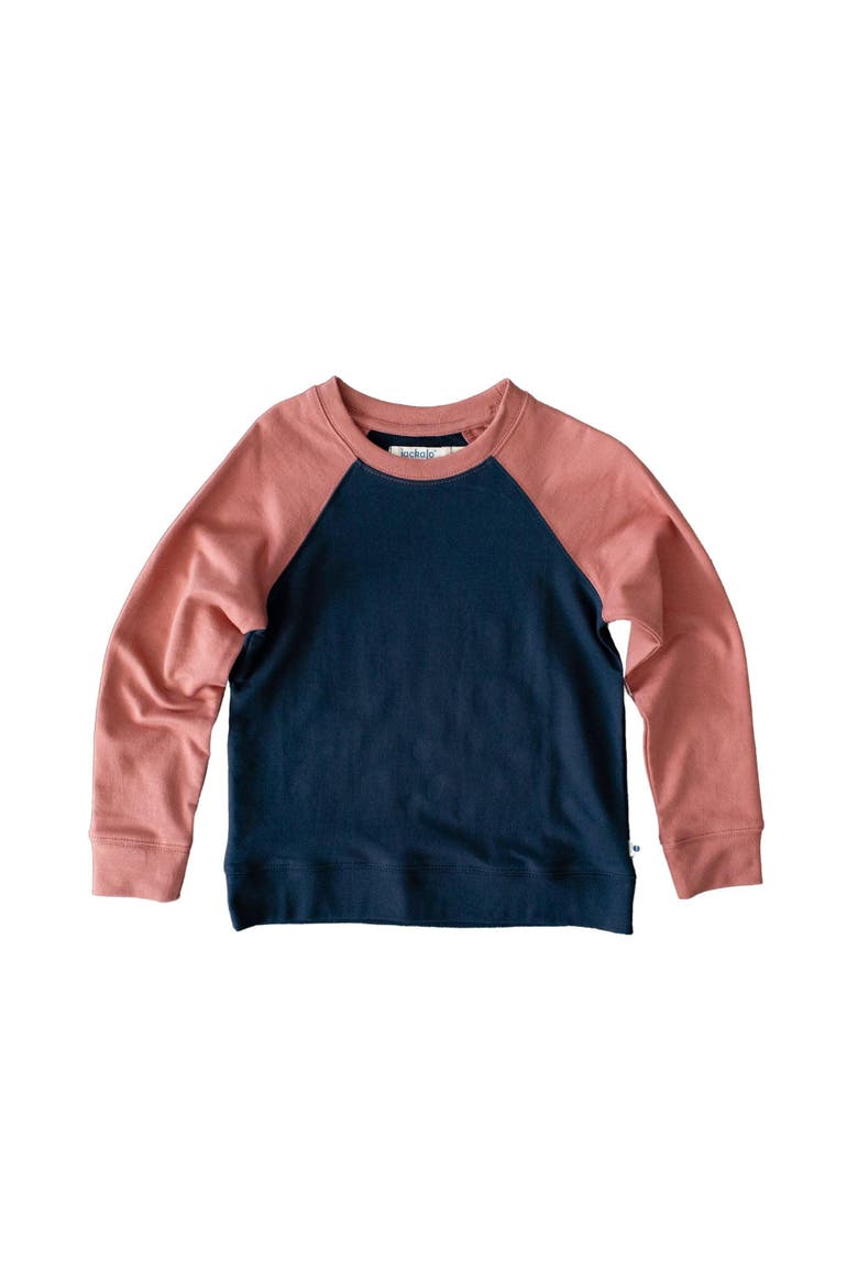 Kids’ Stevie Organic Cotton Raglan Sweatshirt, Main, color, Navy & Rose
