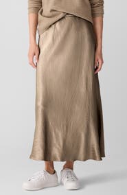 Eileen Fisher Crinkle Satin Bias Skirt