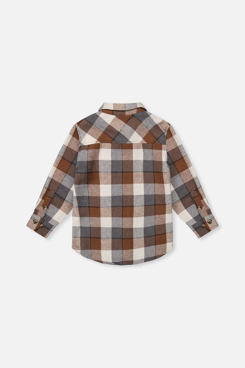 Plaid Button-Front Chest Pocket Flannel Shirt, Alternate, color, Grey and Beige Plaid
