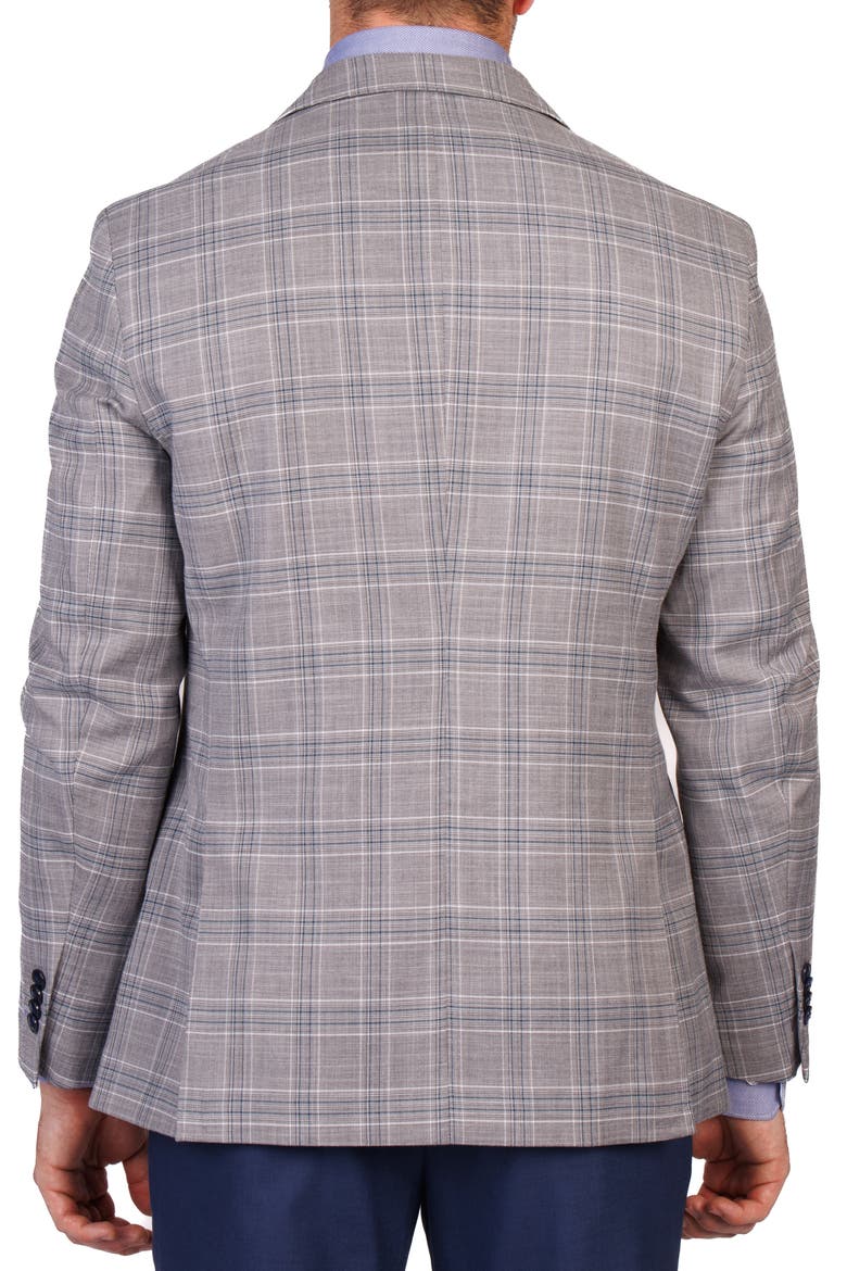 Modern Fit Textured Shadow Plaid Sport Coat, Alternate, color, GREY