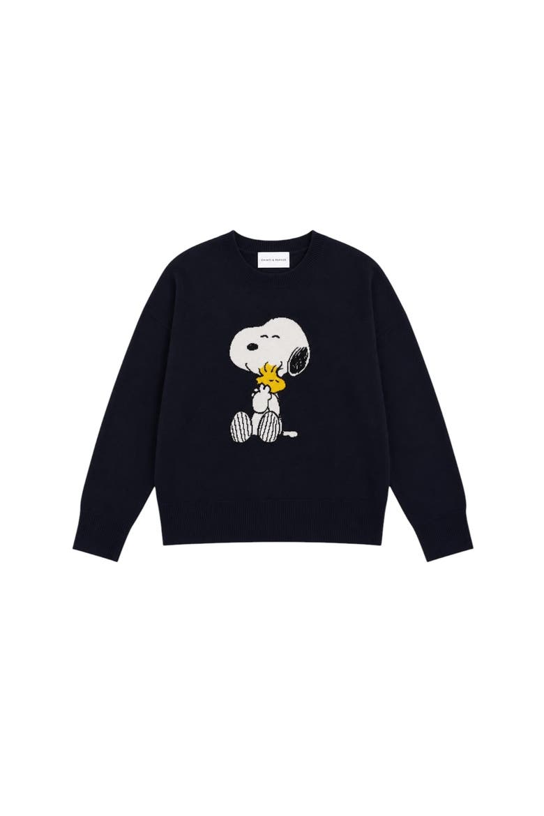 Wool-cashmere Snoopy & Woodstock Sweater, Alternate, color, Navy