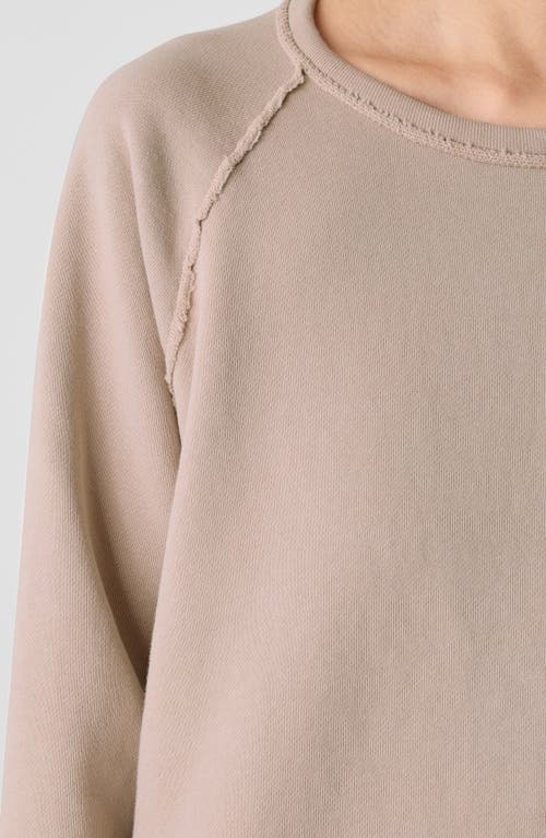 Eileen Fisher Organic Cotton French Terry Box Top In Wheat In Wheat
