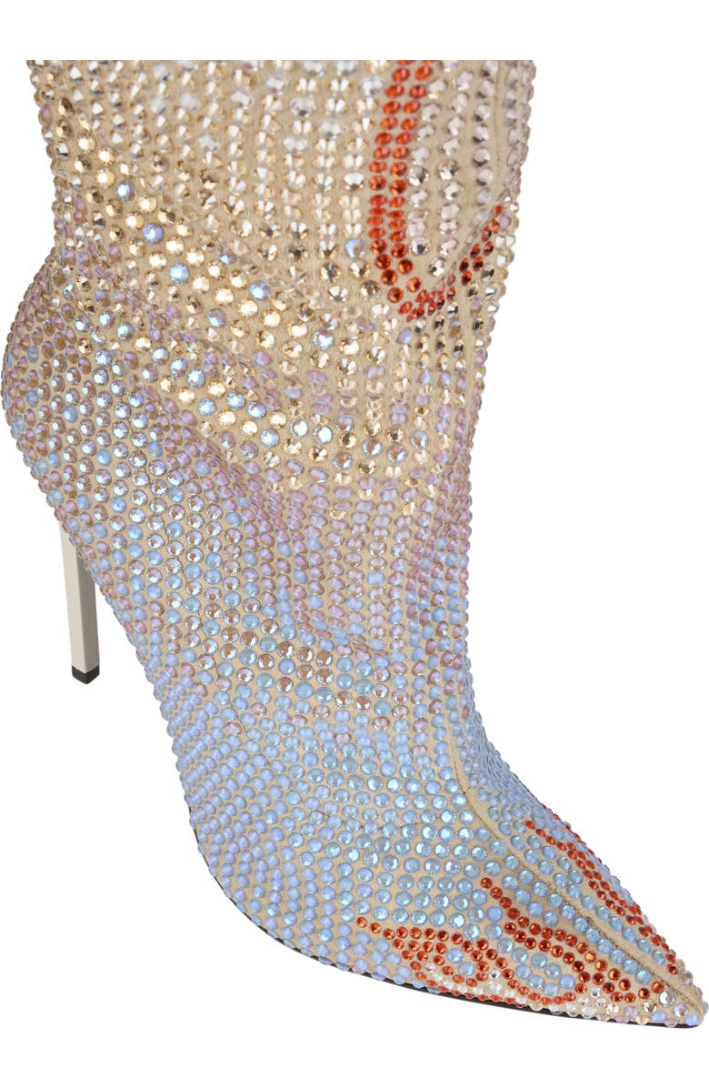 PHILIPP PLEIN Suede Strass Boots Hi-Heels Overknees Flame Women, Alternate, color, Beige
