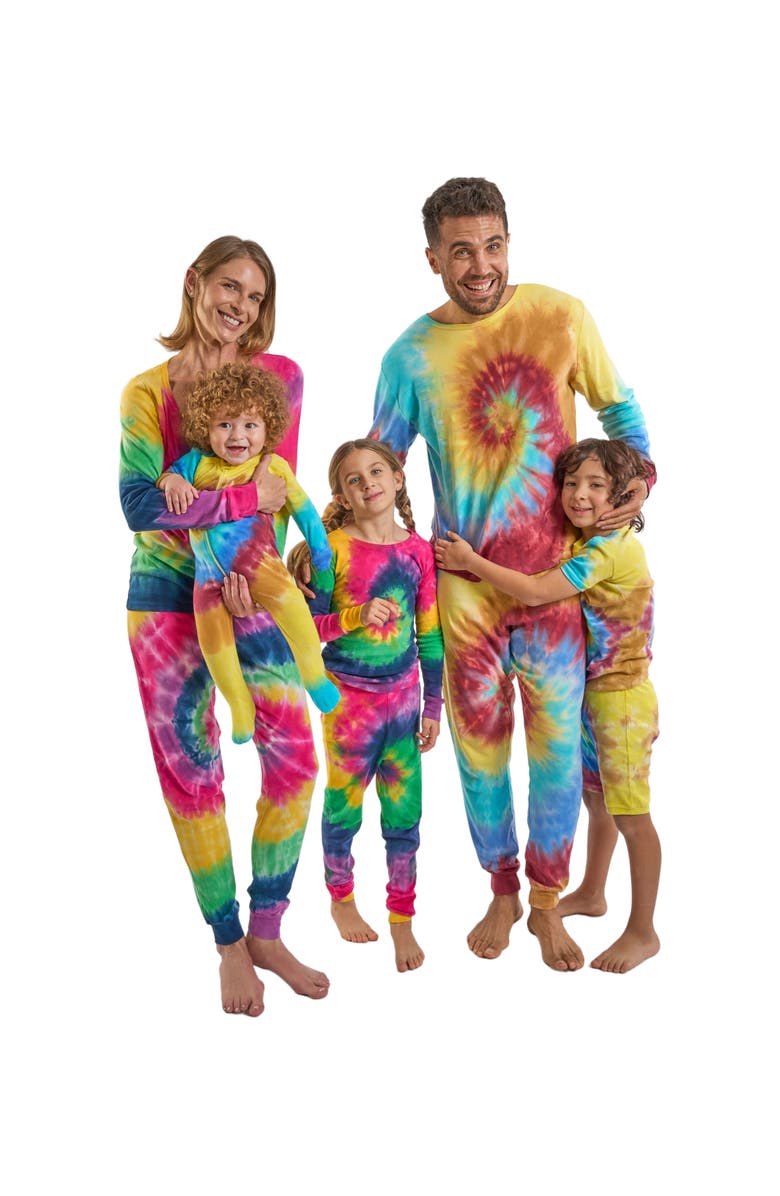 Leveret Footed Tie Dye Cotton Matching Family Pajamas, Alternate, color, Tie Dye Swirl Boys
