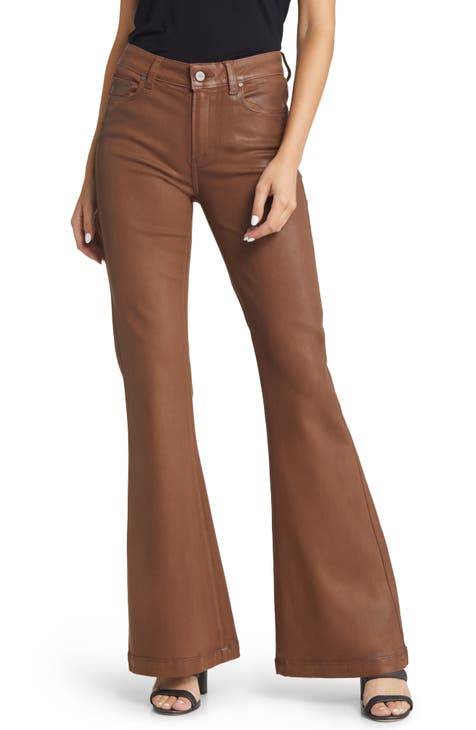 Women's Genevieve Coated Wide Leg Jeans (Cognac Luxe)