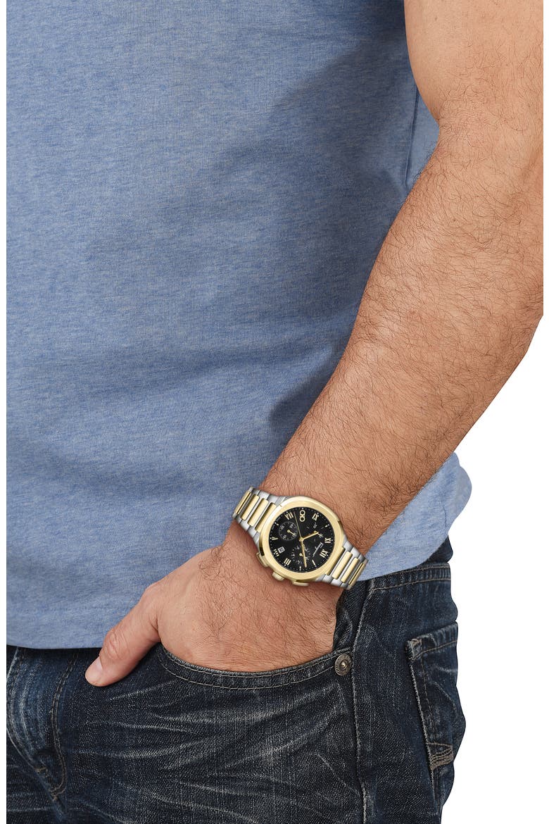 Elliptical Two-Tone Bracelet Strap Chronograph Watch, 38mm, Alternate, color, TWO TONE/ BLACK